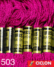 Cargar imagen en el visor de la galería, Hilo Iris para Bordar 100% Rayon Madeja 8m Colores 500-599