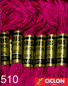 Hilo Iris para Bordar 100% Rayon Madeja 8m Colores 500-599