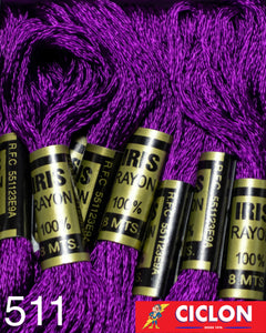 Hilo Iris para Bordar 100% Rayon Madeja 8m Colores 500-599