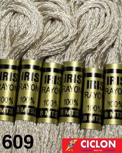 Hilo Iris para Bordar 100% Rayon Madeja 8m Colores 600-625