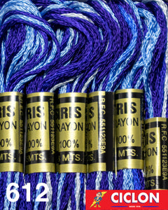 Hilo Iris para Bordar 100% Rayon Madeja 8m Colores 600-625